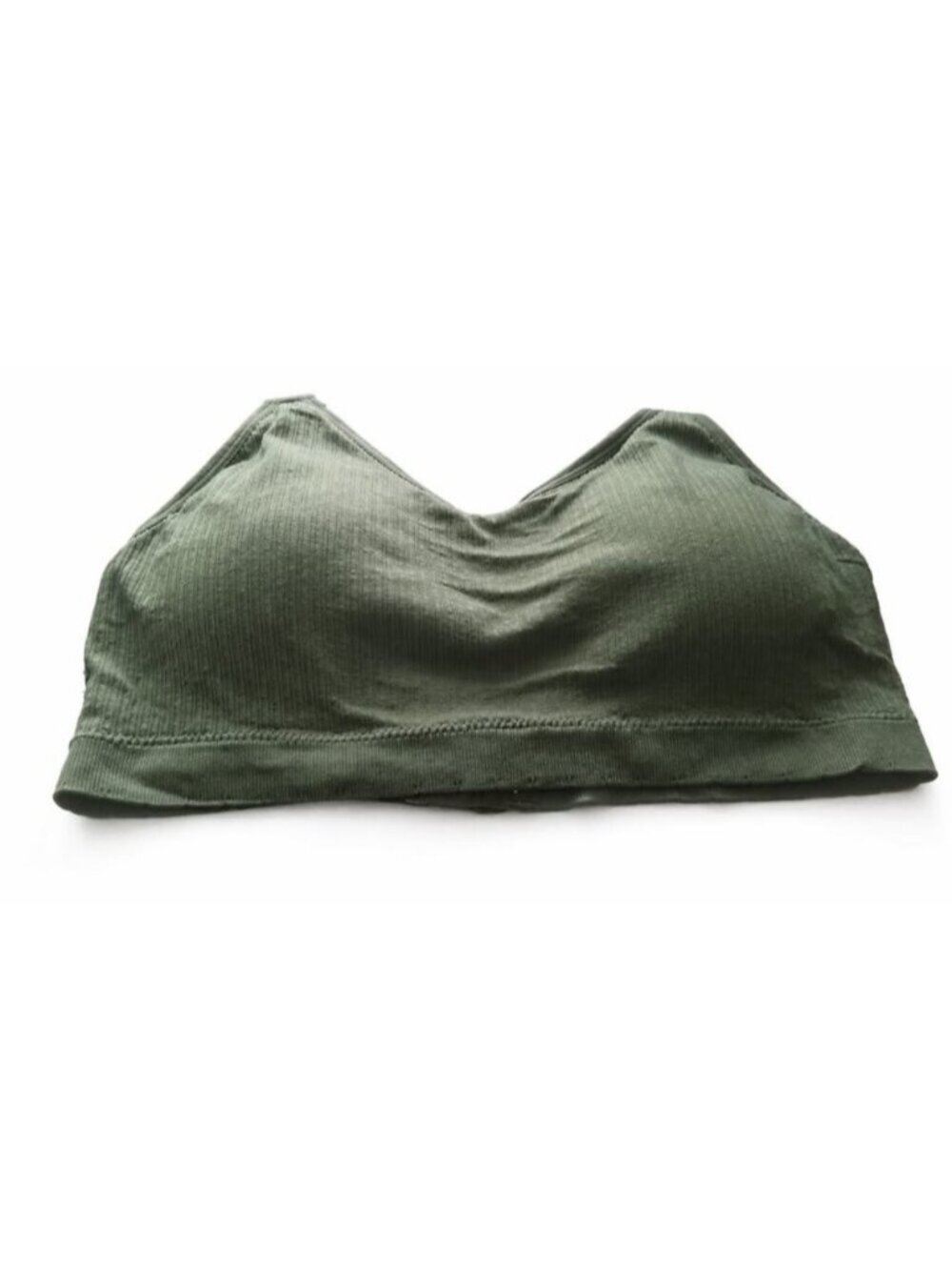 Army Green Ribbed Bralette 4XL Wireless Seamless Comfort Bra Adjustable Straps - Picture 7 of 7